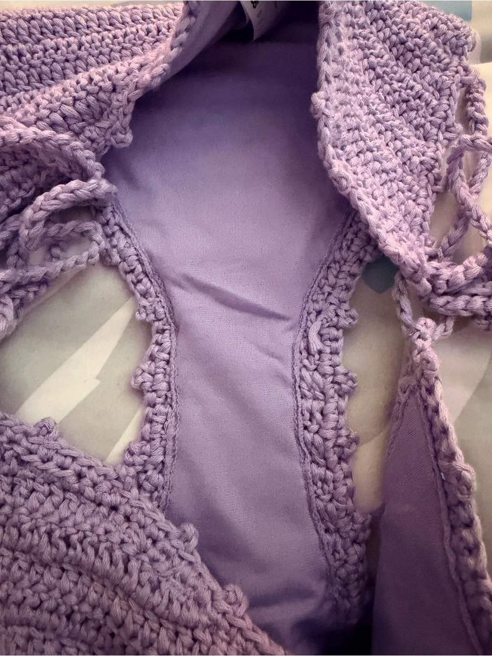 ASOS Weekday triangle crochet bikini bottom purple NWOT